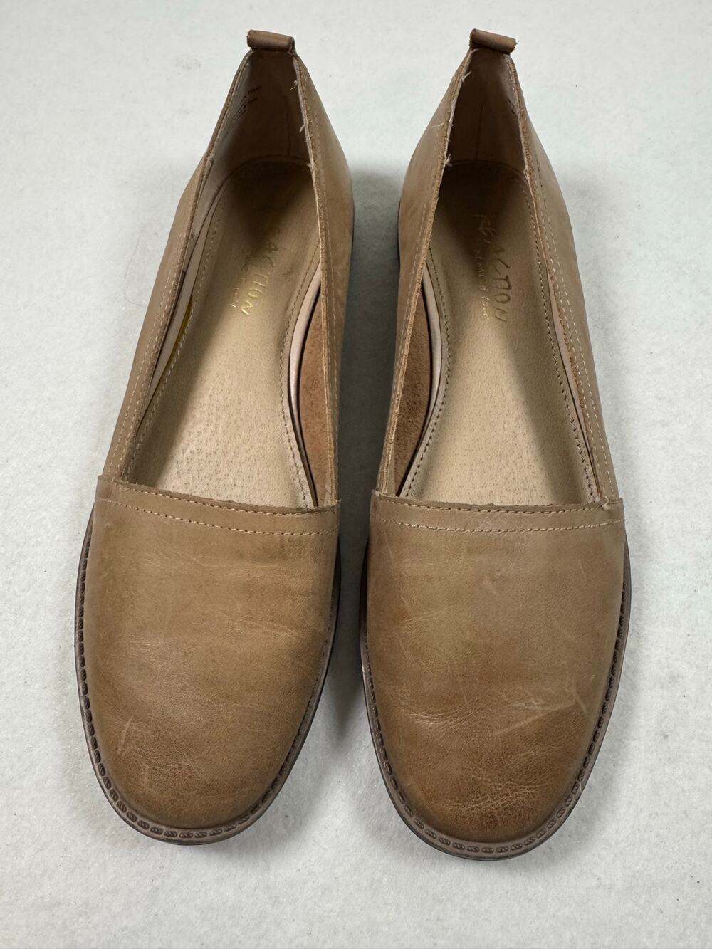 Kenneth Cole Reaction Women's Leather Slip On Loafer Flats Leather Tan 8M